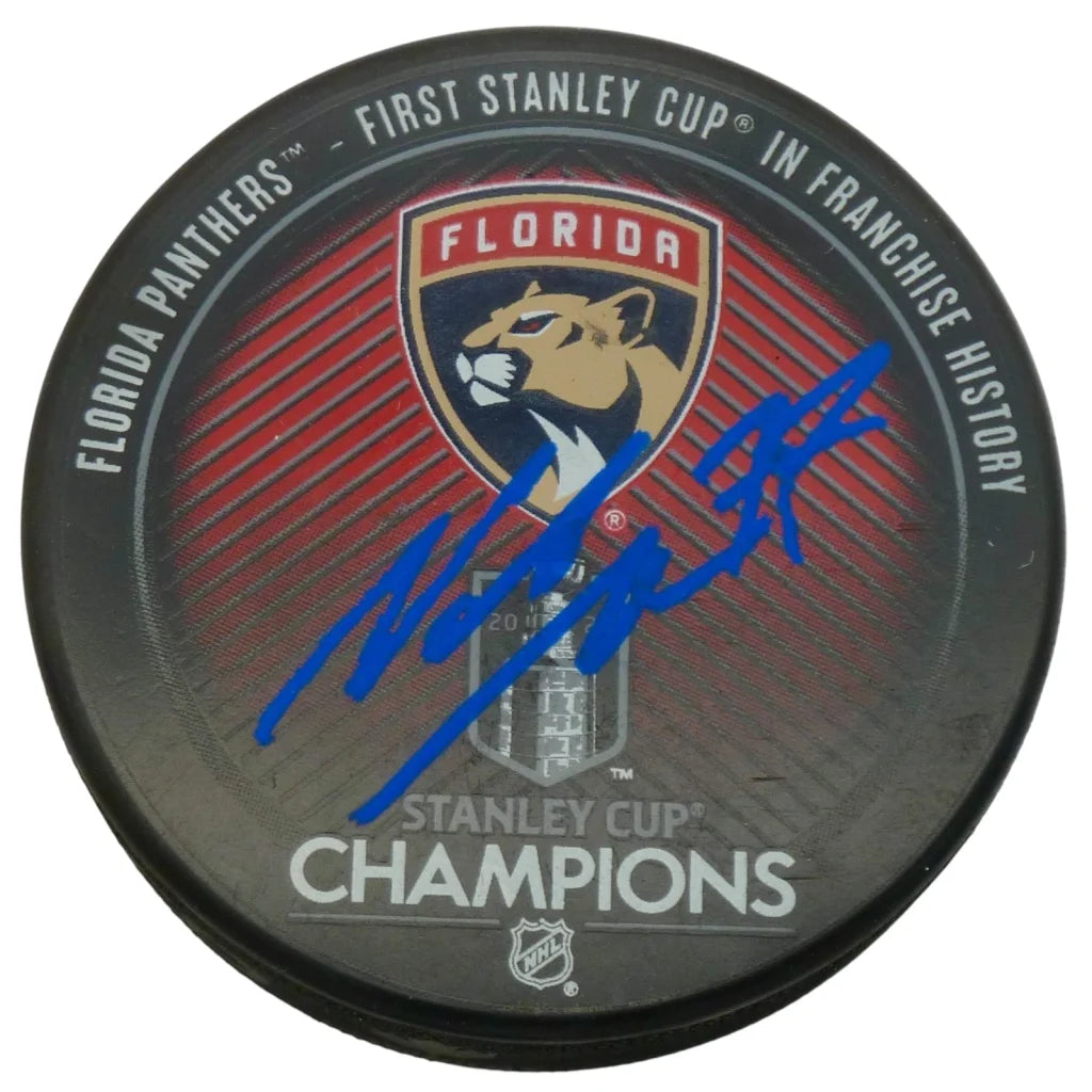 Niko Mikkola signed Florida Panthers Stanley Cup champions puck