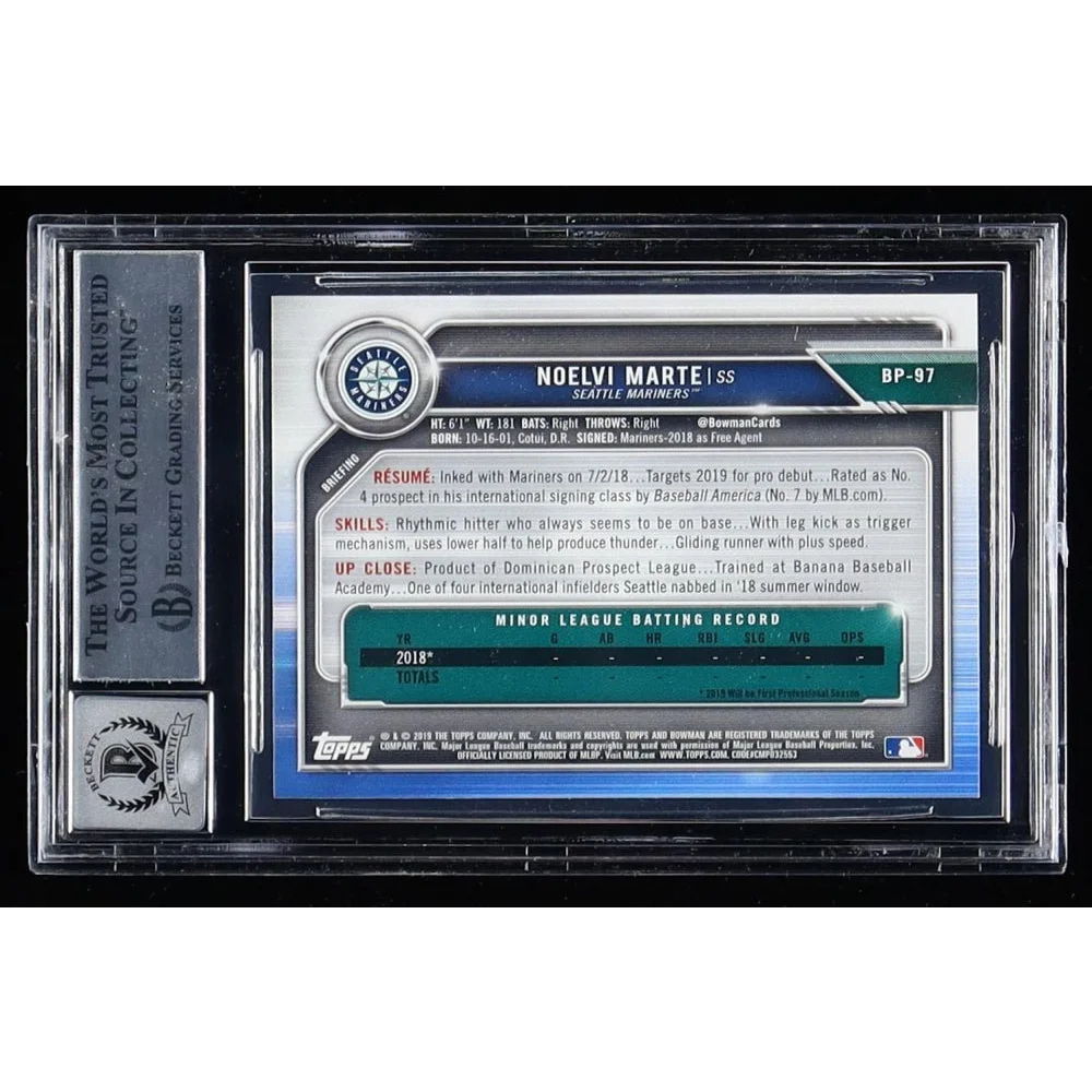 Noelvi Marte signed graded baseball card BGS authenticated for collectors