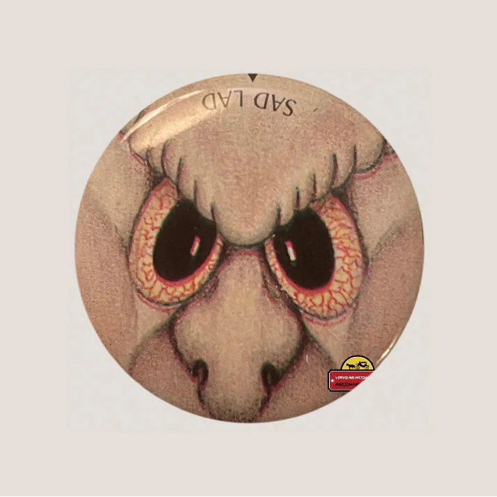 Vintage Sad Lad pinback button front artwork, shop product photo