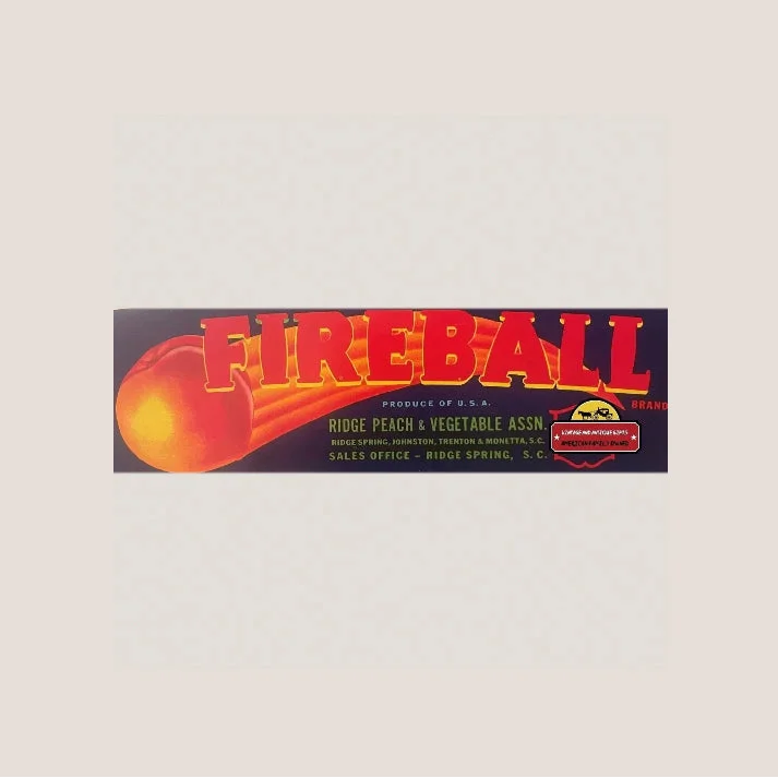 Vintage Fireball Crate label from Nostalgic Vintage Fireball Crate Antique Gift for Collectors