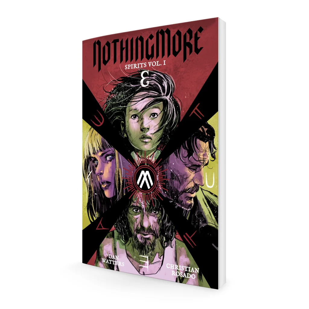 Dark cover of Nothing More Spirits Vol Super Deluxe signed box set with four character portraits