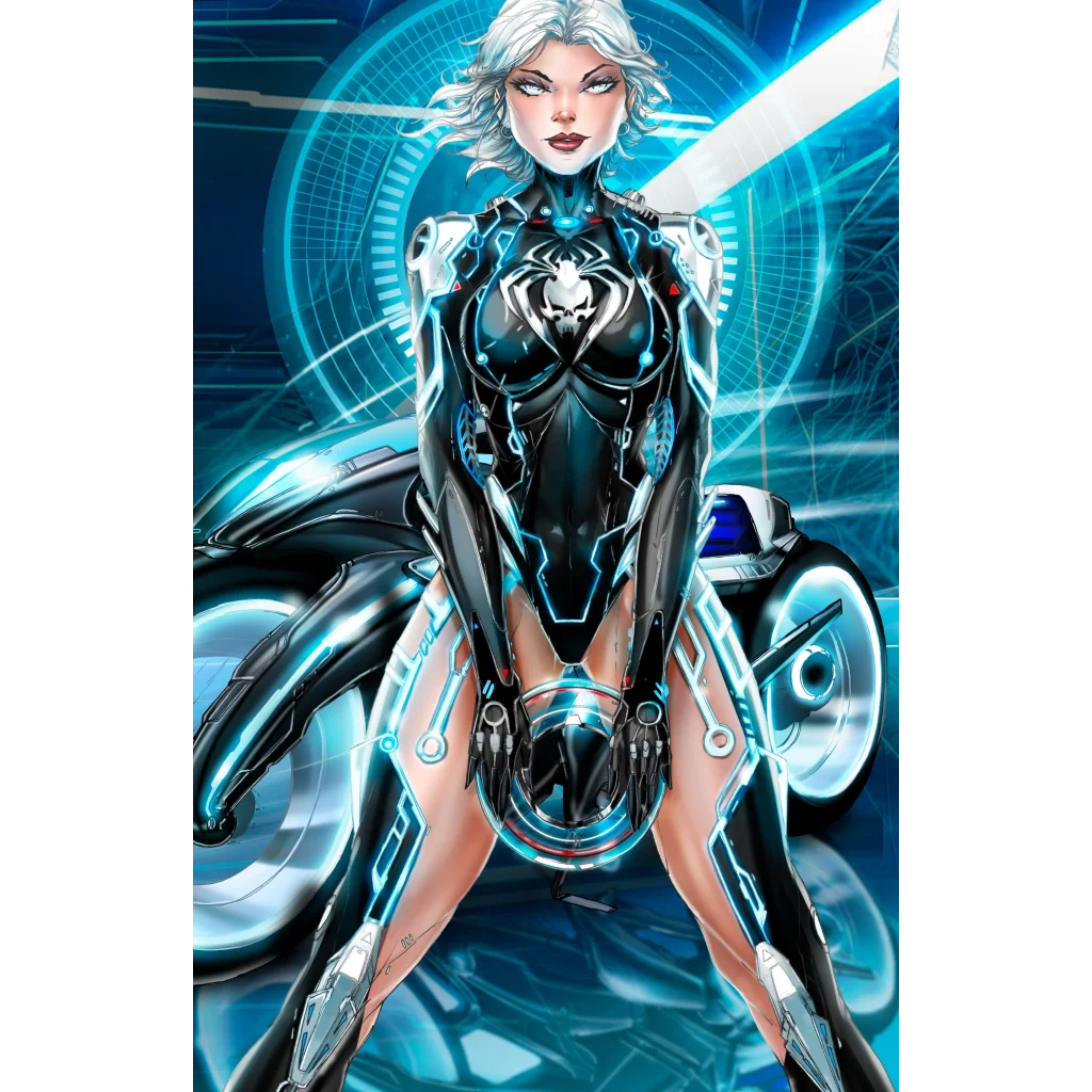 NYCC White Widow Tron cybernetic spider suit print book image