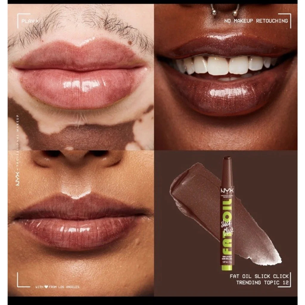 NYX Fat Oil Slick Click vegan lip balm in Main Character clear