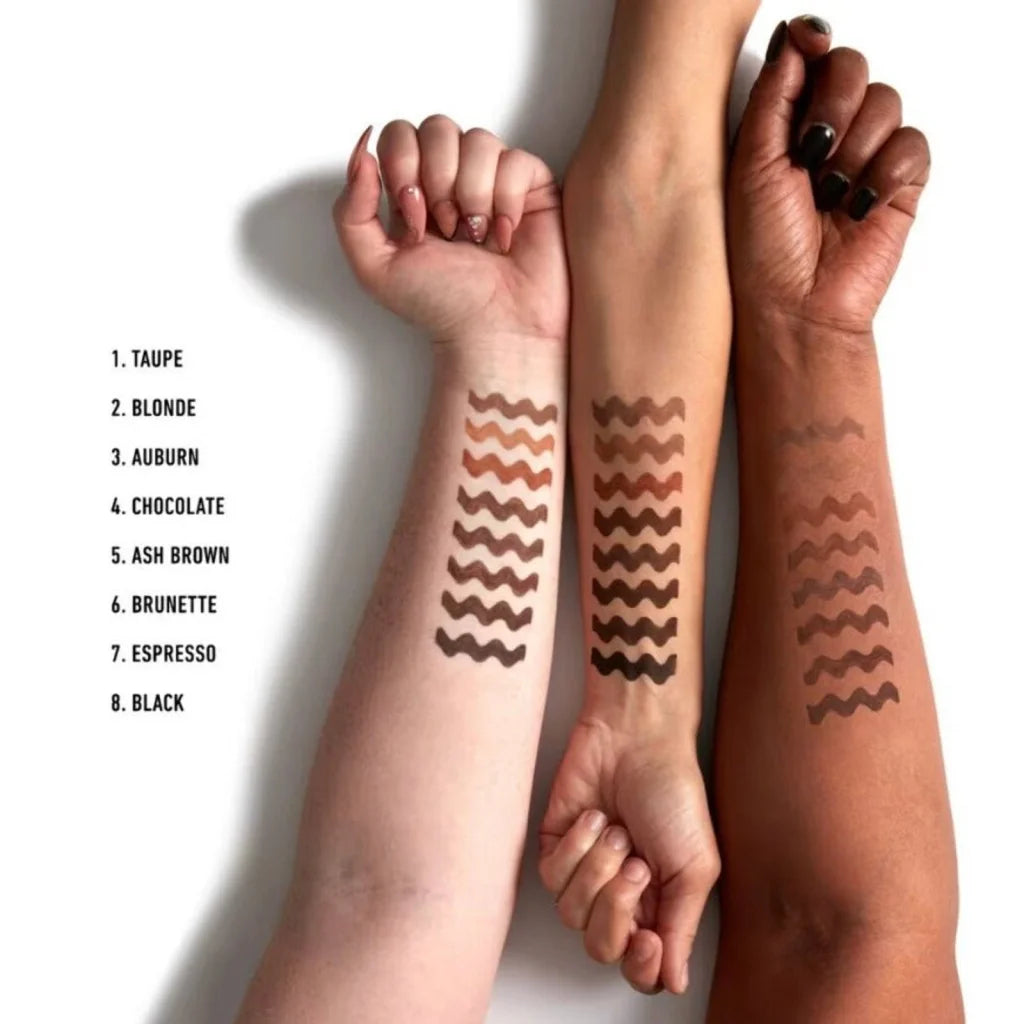NYX Micro Brow Pencil Brunette: 8 brown shades on 3 skin tones