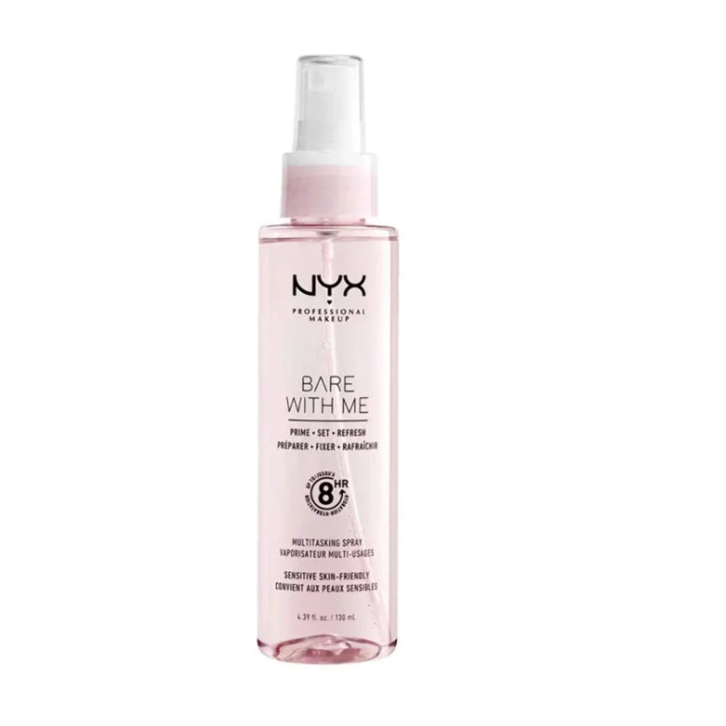 Nyx Professional Makeup Bare with Me translucent pink setting spray bottle