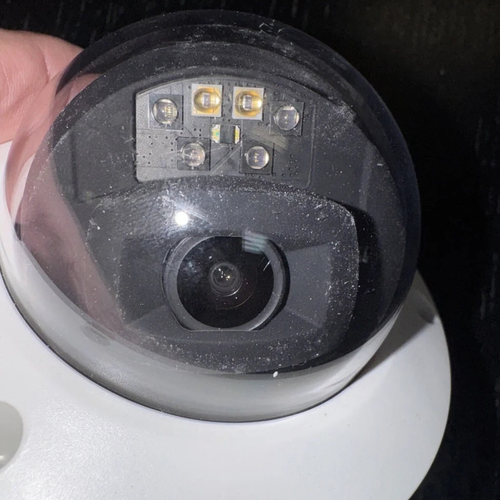 Alarm.com ADC-VC826 POE dome outdoor security camera with white dome and black lens