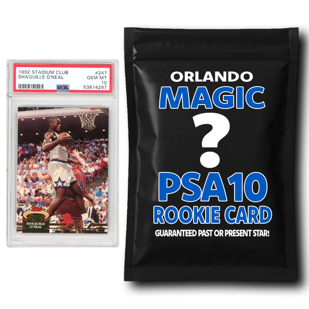 Shaquille ONeal rookie card and mystery pack with Orlando Magic PSA 10 rookie basketball card