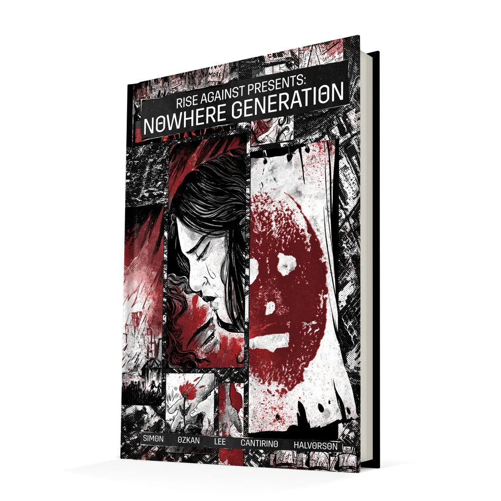 Oversized hardcover graphic novel with distressed multi-panel cover and crying woman design