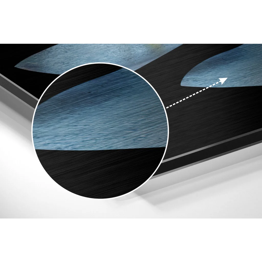 Stunning blue abstract art on brushed aluminium dibond print