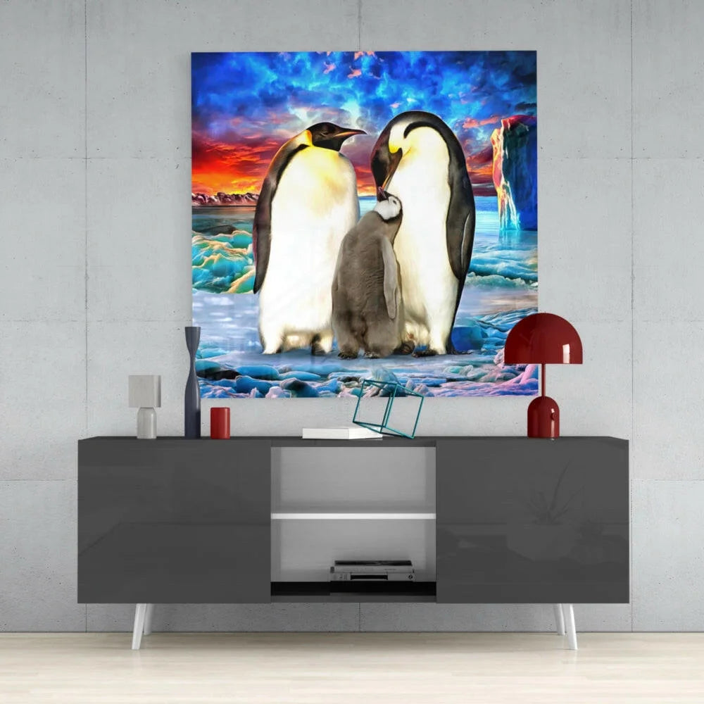 Stunning Arctic Penguin and Polar Bear Glass Wall Art Collection | Contemporary Home Wall Art | vintageantiquesgifts.com