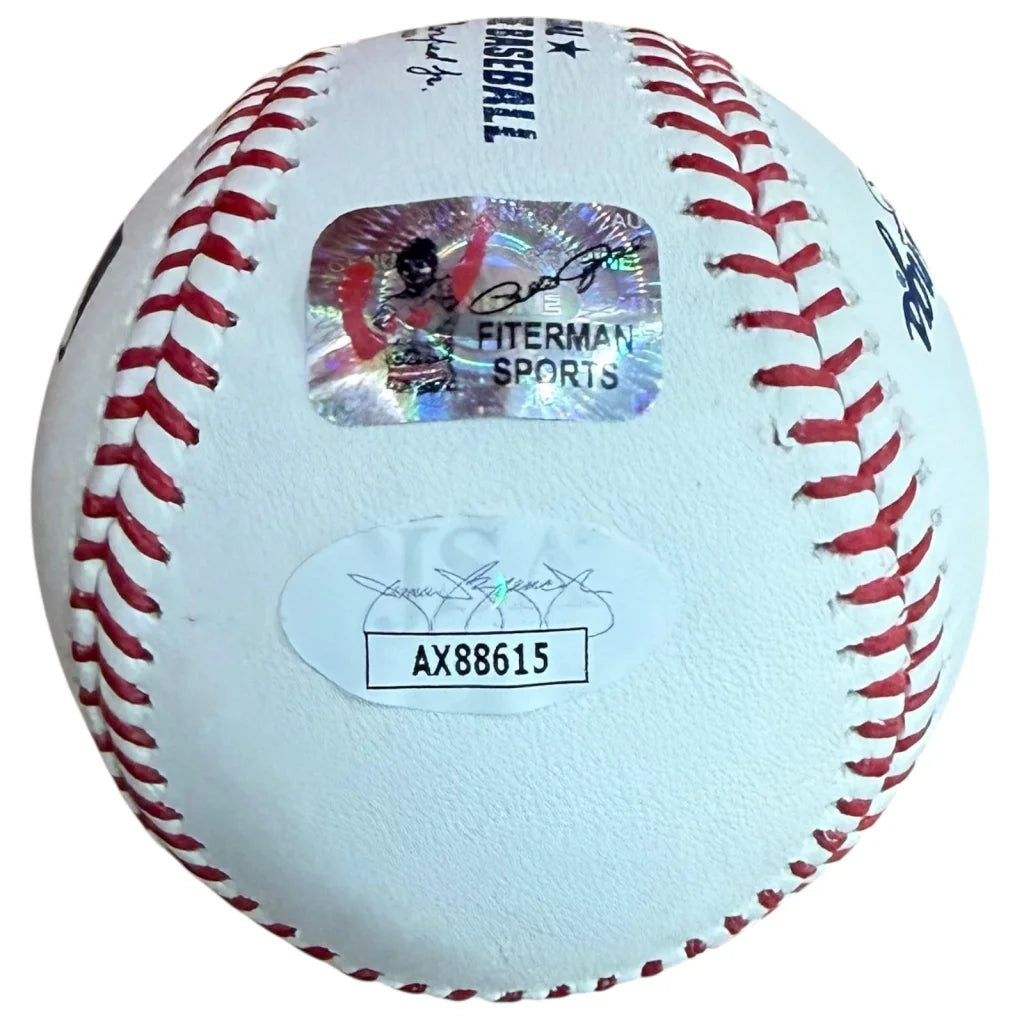 Pete Rose autographed official MLB baseball with red stitching and Fiterman Sports holographic sticker