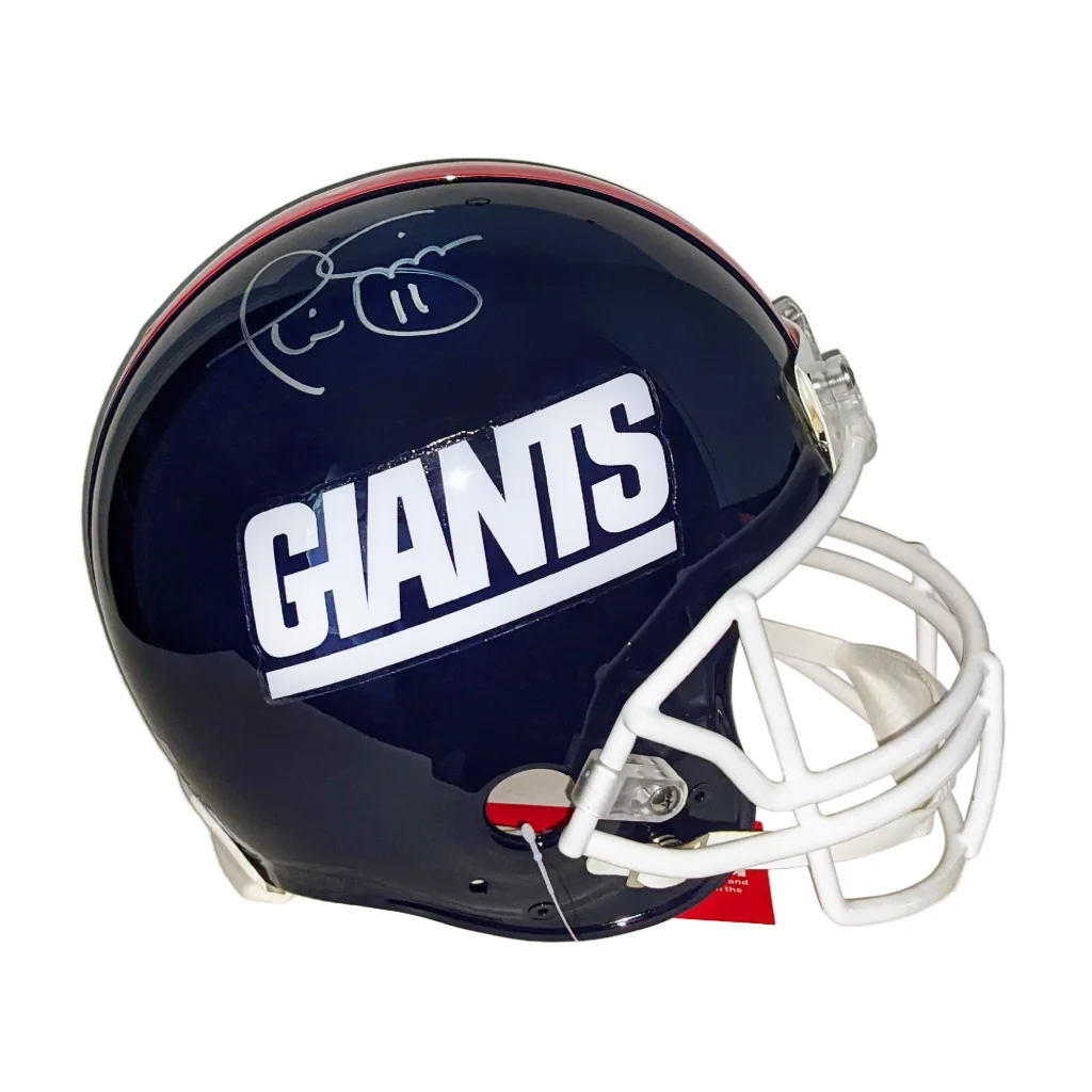 Phil Simms signed New York Giants VSR4 helmet in navy blue