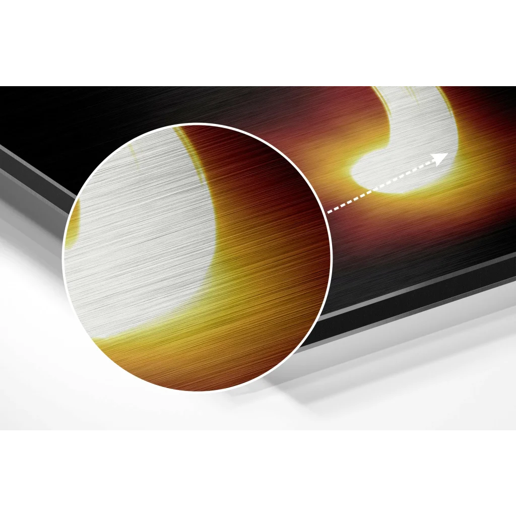 Stunning brushed aluminium dibond moon art print with amber to silver gradient