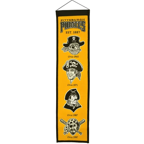 Yellow Pittsburgh Pirates heritage banner with pirate designs