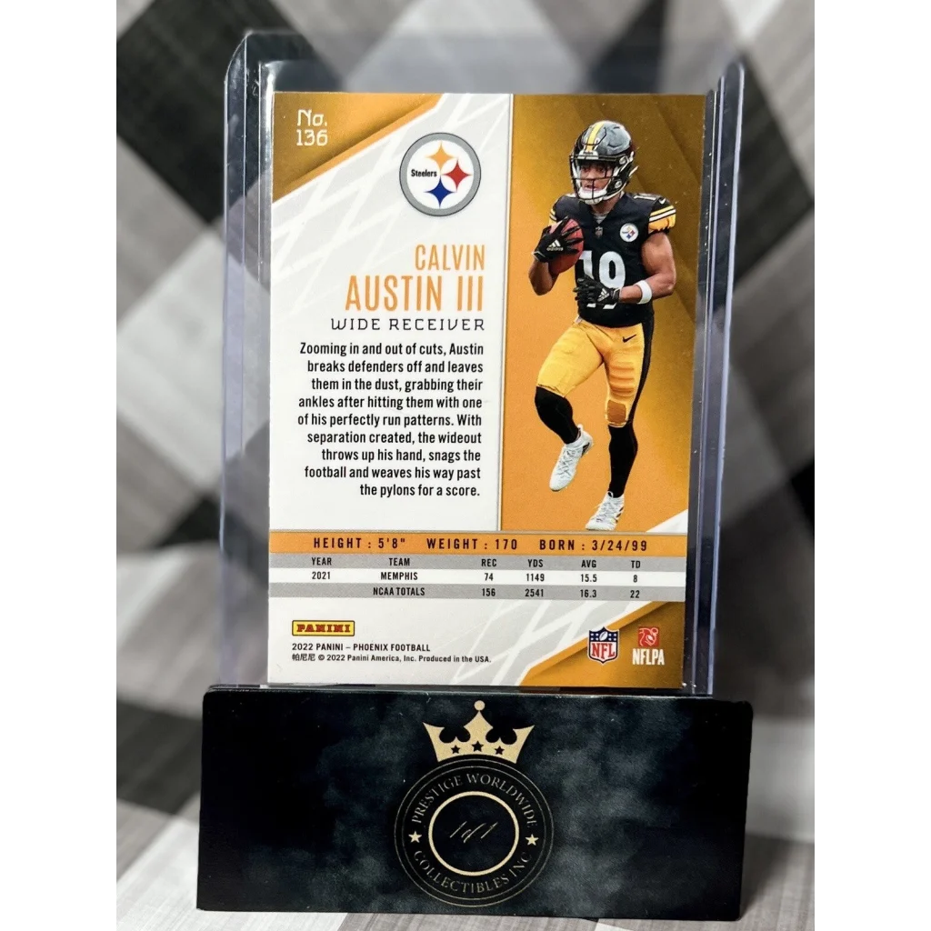 Gold and black Pittsburgh Steelers holographic jersey card by Prestige Worldwide