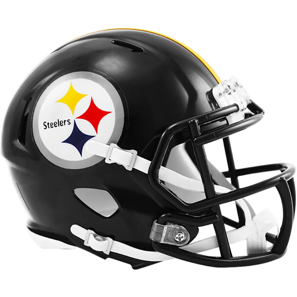 Pittsburgh Steelers Riddell Speed Mini Football Helmet with black chrome design