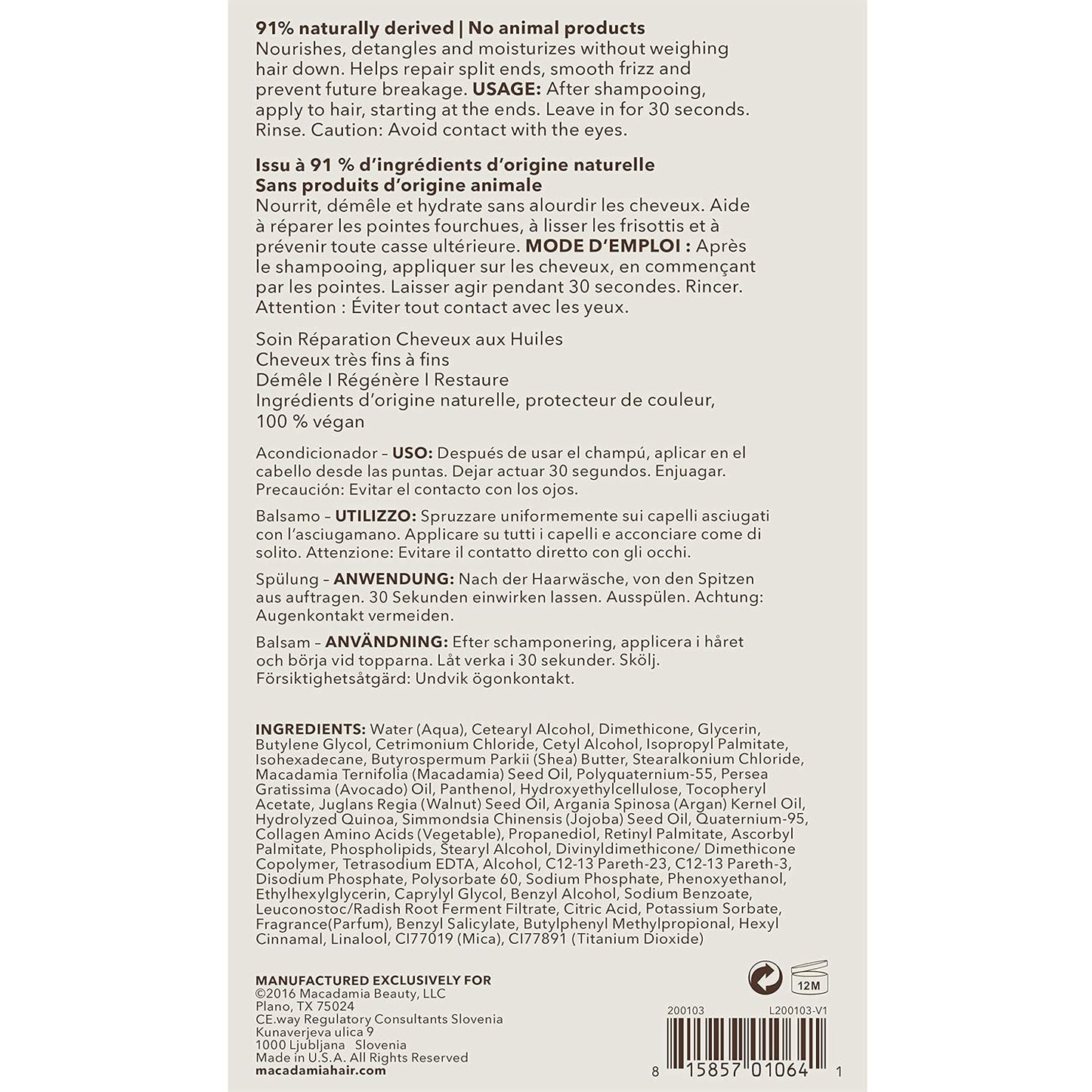 Macadamia Professional Hair Care Sulfate Weightless Repair Conditioner