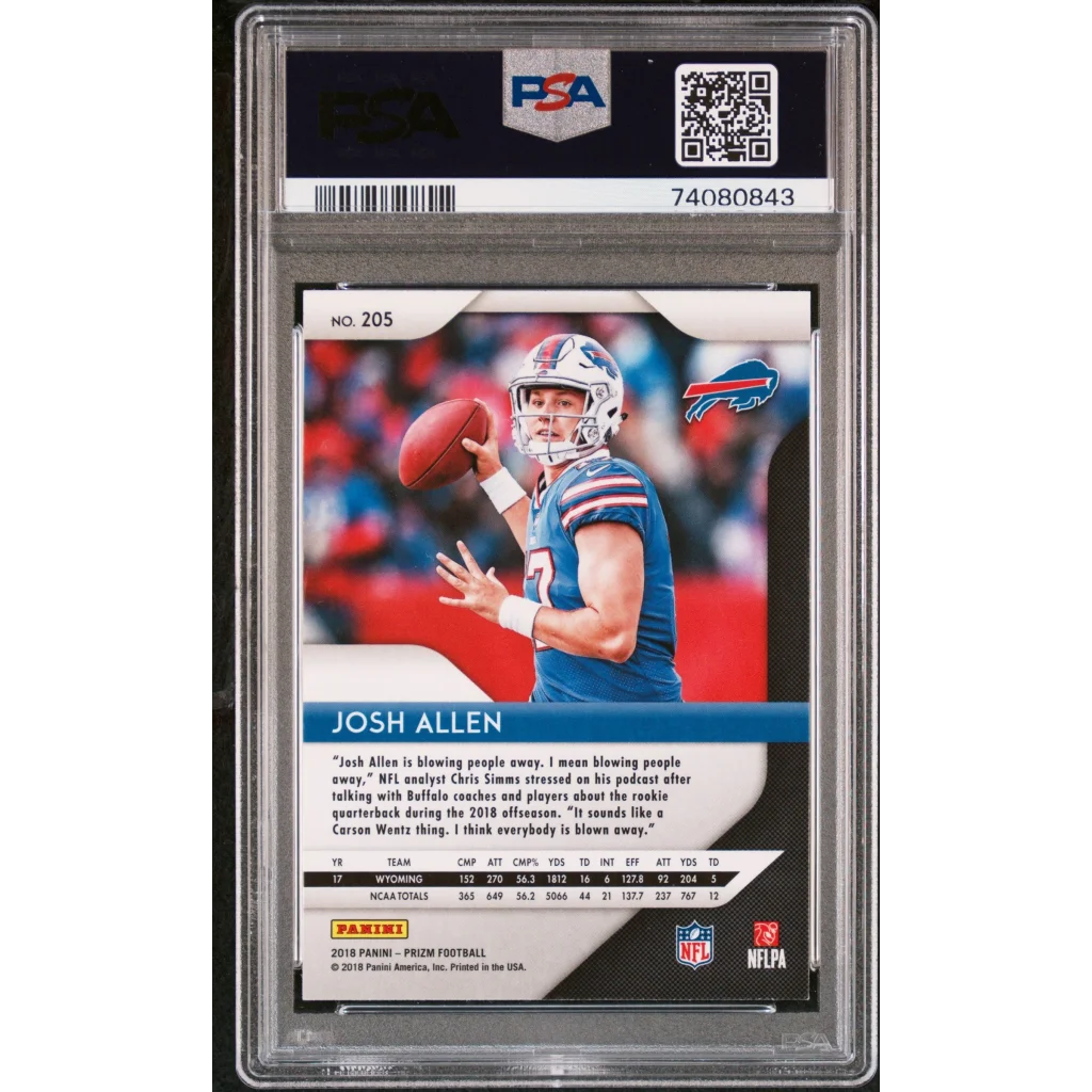 PSA 10 Gem Mint Josh Allen Silver Prizm Rookie Card 2019 Panini Prizm Football