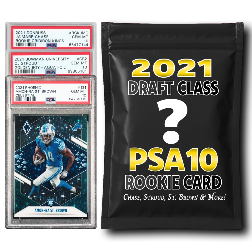 PSA 10 Graded 2021 NFL Rookie Card Mystery Pack | Hall of Fame Sports Memorabilia | vintageantiquesgifts.com