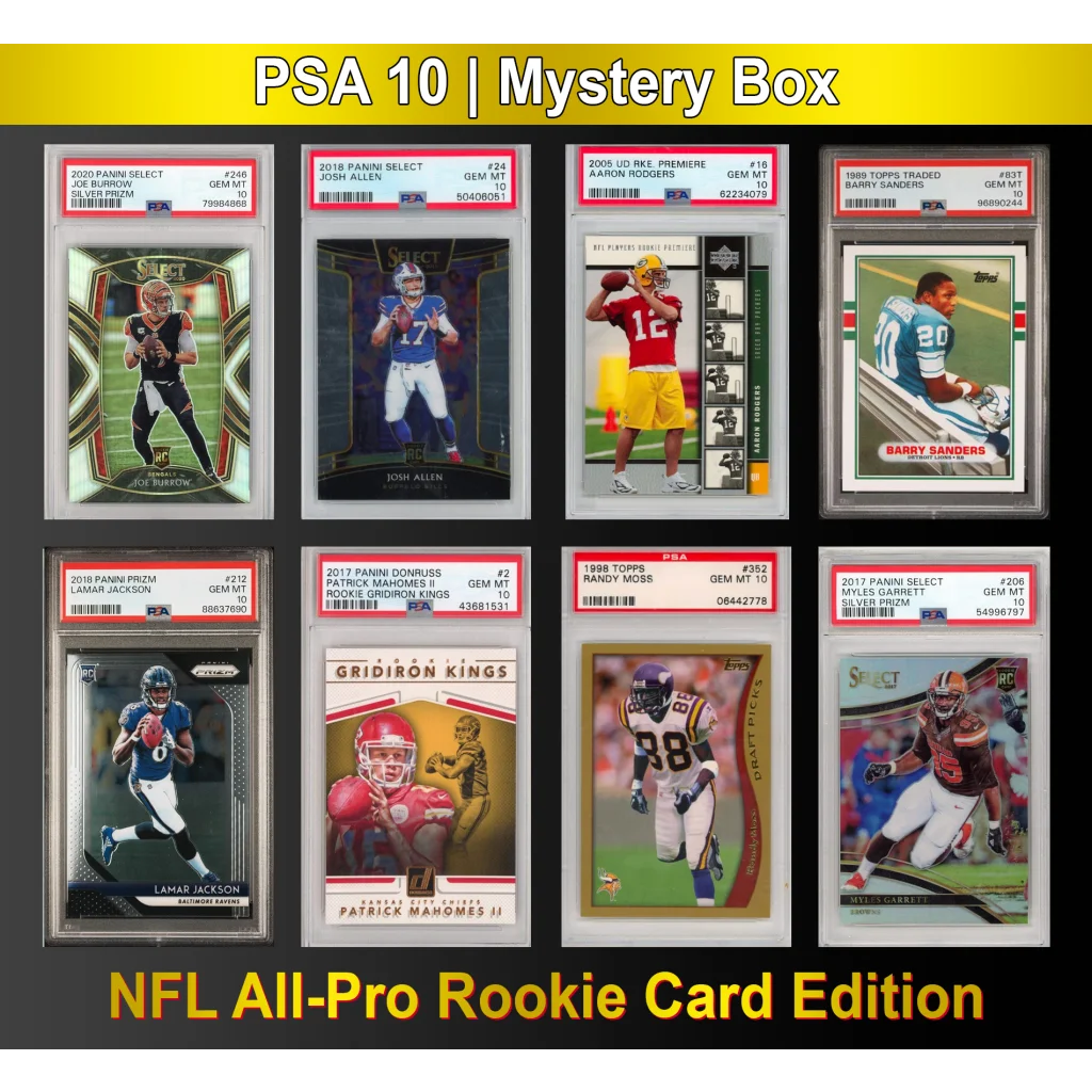 PSA 10 graded Panini Select NFL rookie football cards in slabs