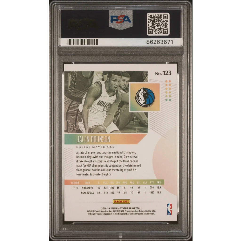PSA 10 Gem Mint Jalen Brunson 2018 Panini Select Rookie Card Mavericks