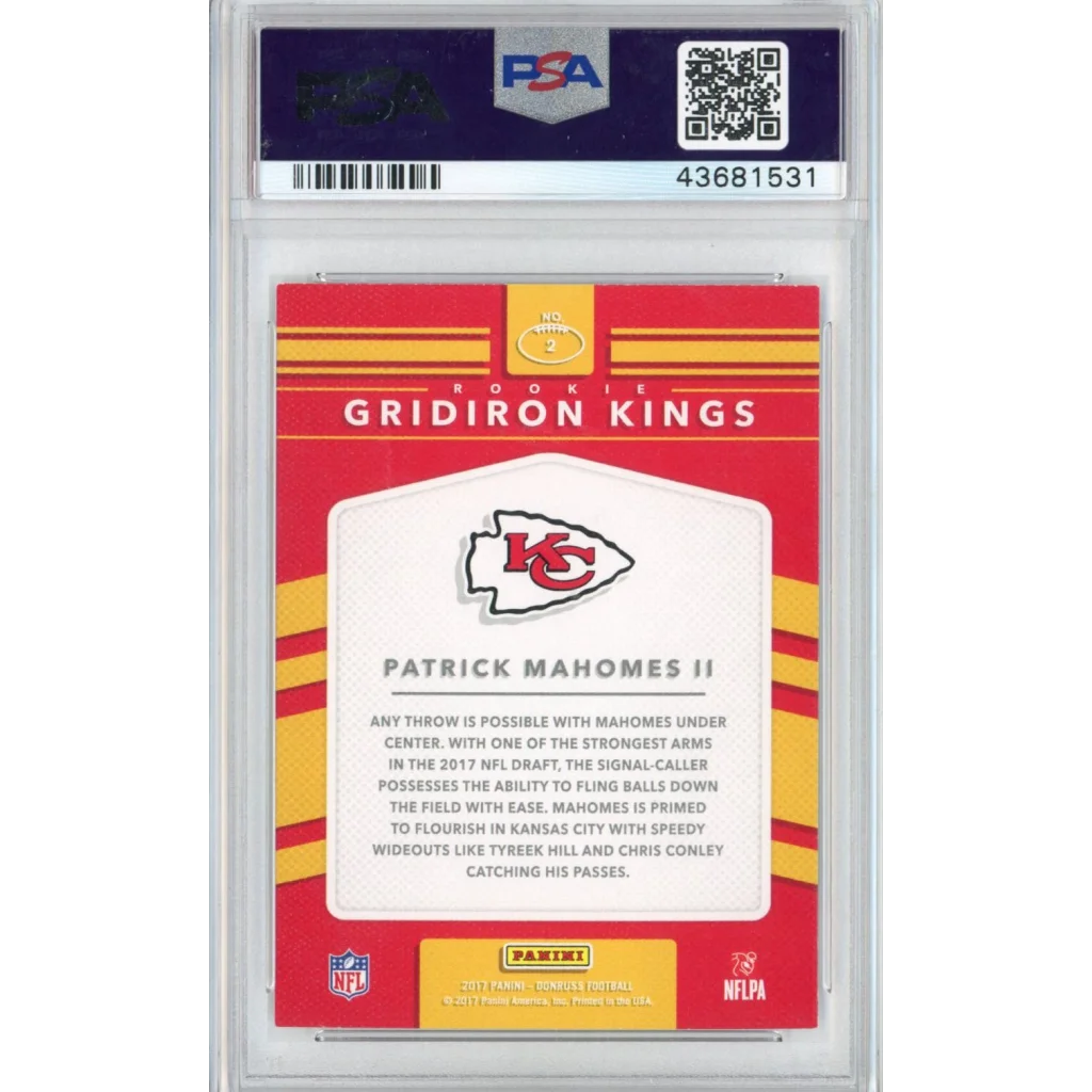 PSA 10 Patrick Mahomes II Rookie Gridiron Kings Football Card