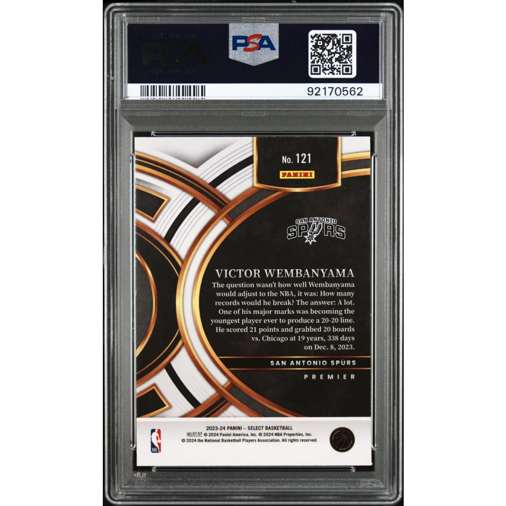 PSA 10 Victor Wembanyama 2023 Panini Select Blue Rookie Card #121