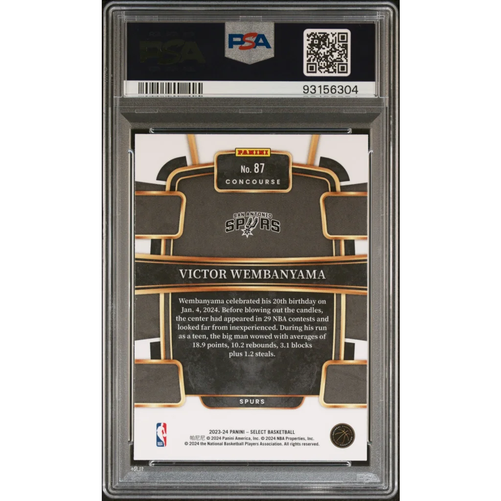 PSA 10 Victor Wembanyama 2023 Panini Select Concours Rookie Card