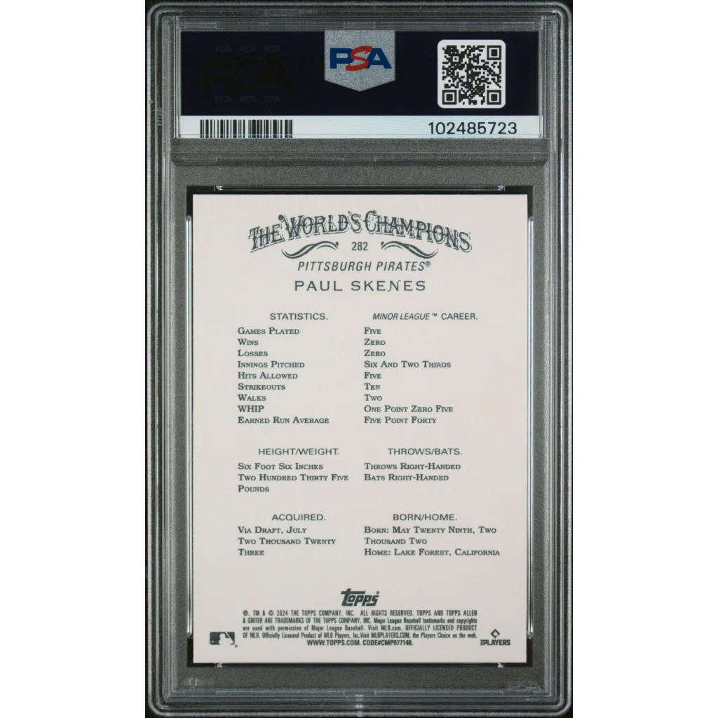 PSA Gem Mint 10 Paul Skenes 2024 Allen & Ginter Baseball Card