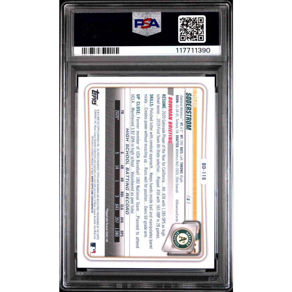 PSA graded 2020 Bowman Draft Tyler Soderstrom baseball card