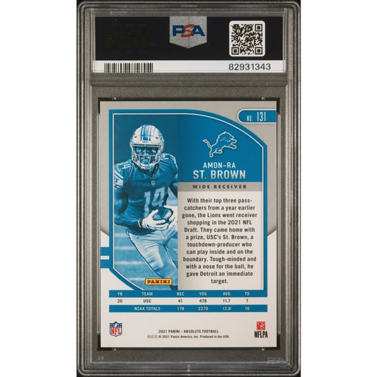 PSA graded 2021 Panini Absolute Amon-Ra St. Brown rookie card