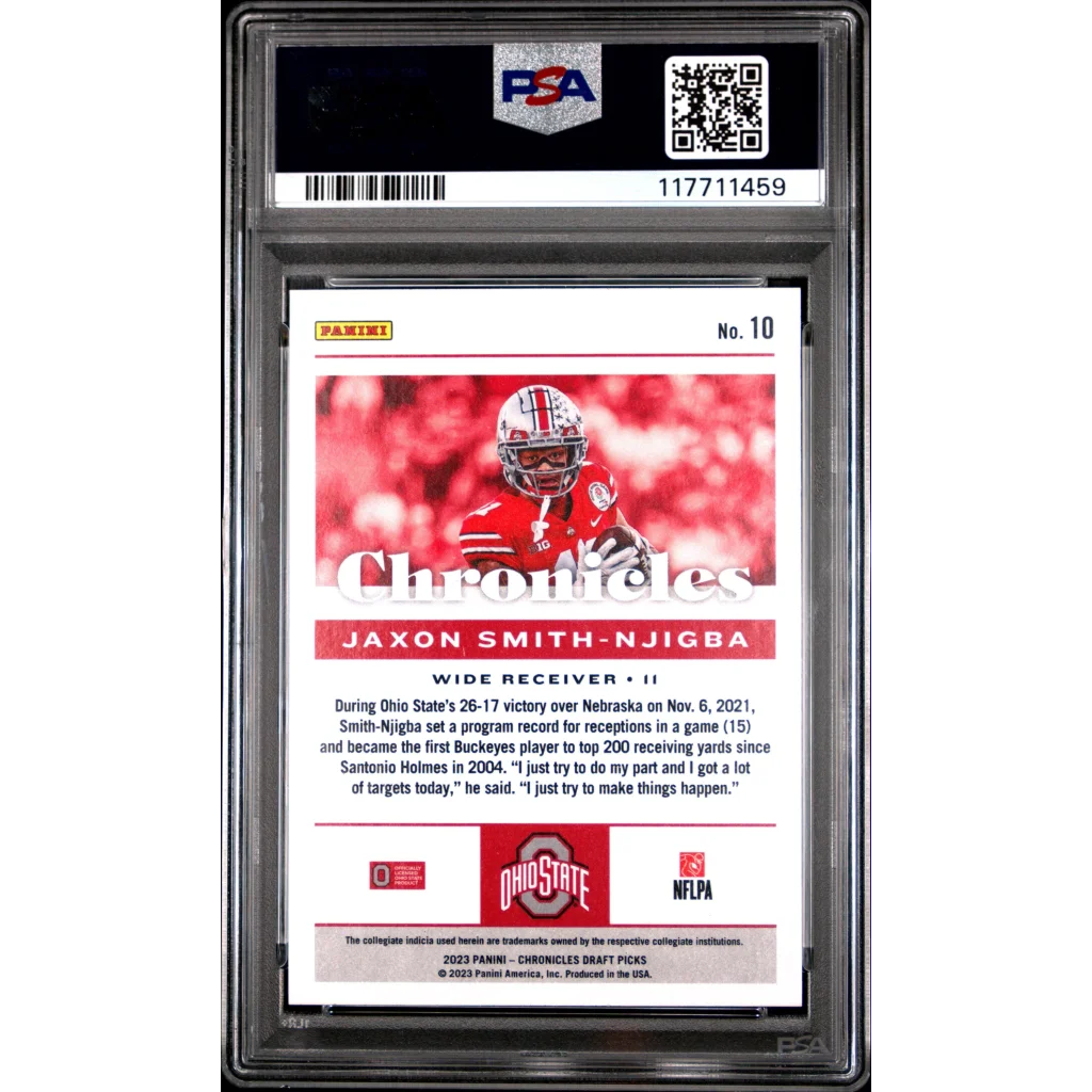 PSA graded 2023 Panini Chronicles Jaxon Smith-Njigba rookie card #10