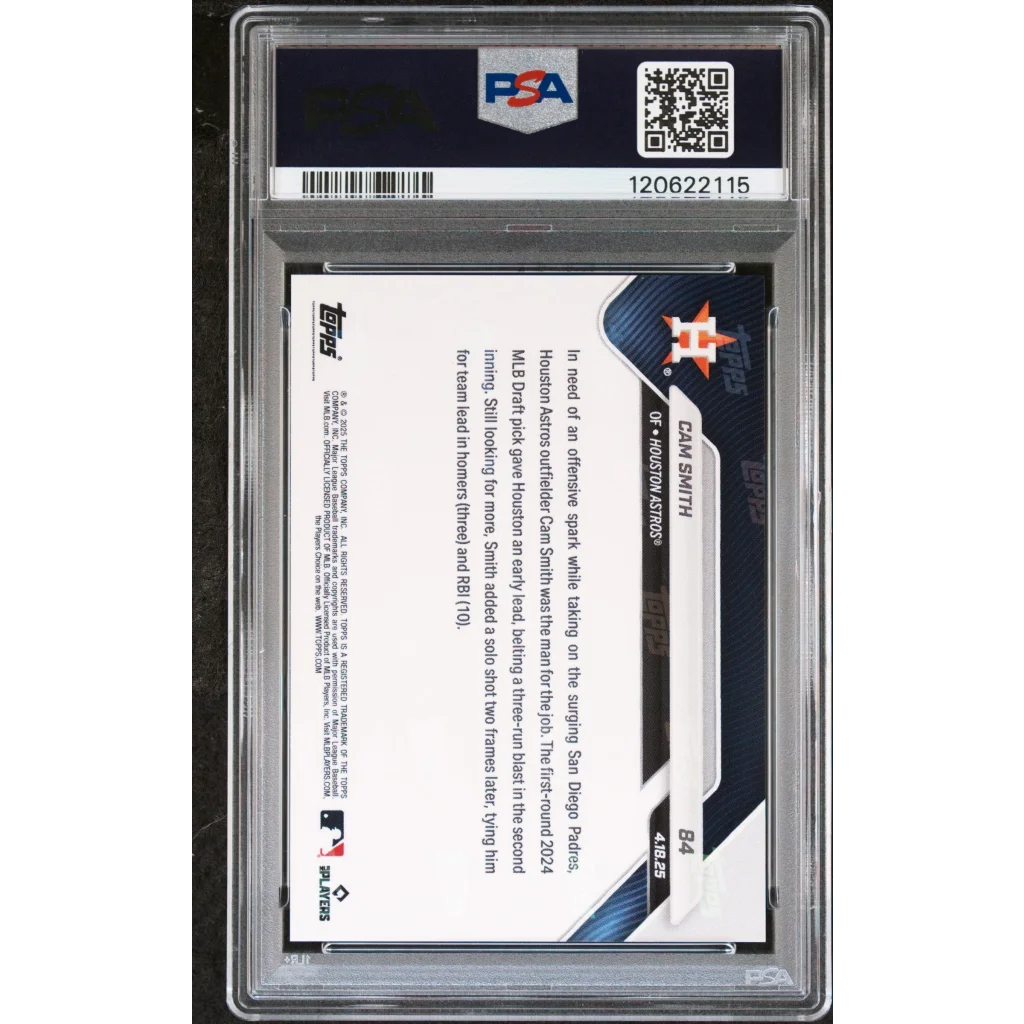 PSA graded 2025 Topps Now Cam Smith Houston Astros rookie card