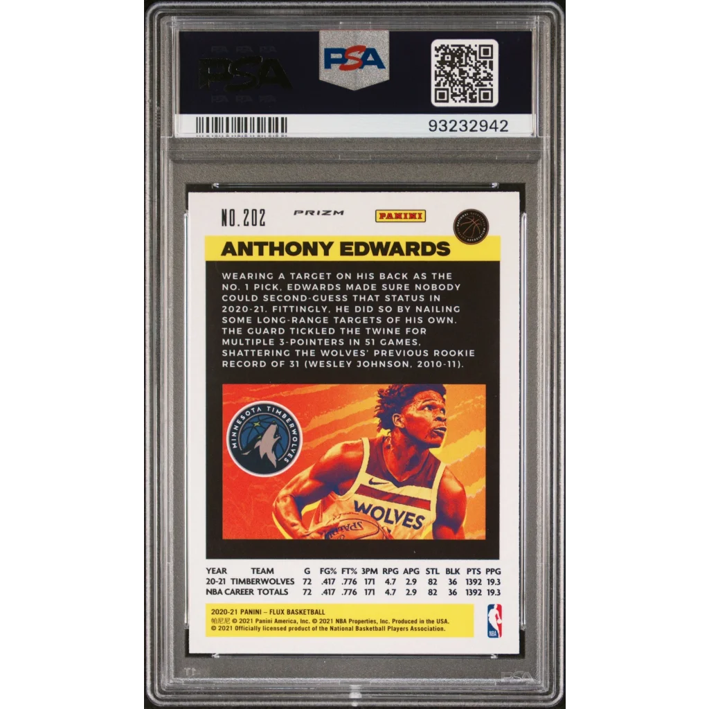 PSA graded 2014 Panini Prizm Anthony Edwards card 282
