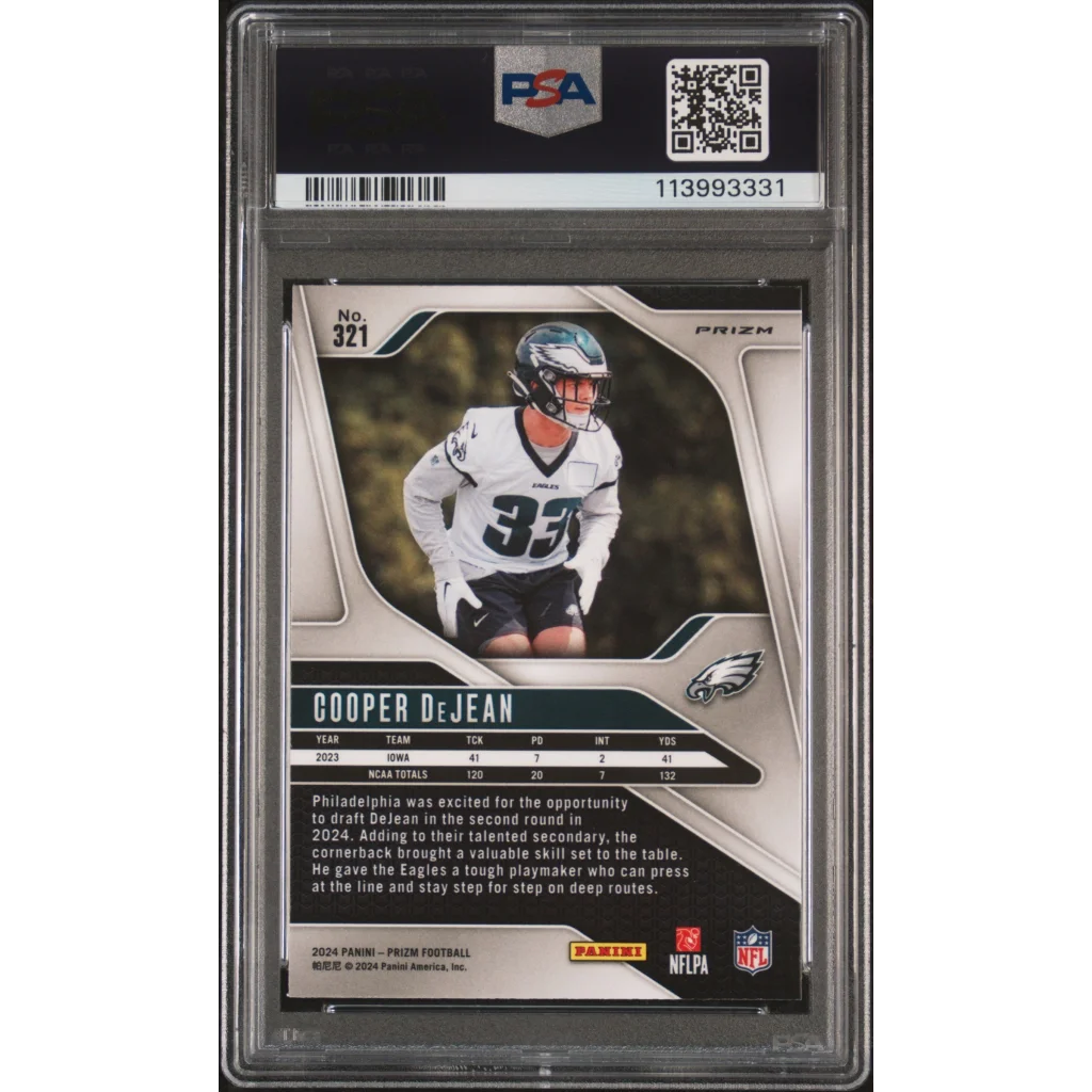 PSA graded 2018 Panini Prizm Cooper DeJean #321 rookie card