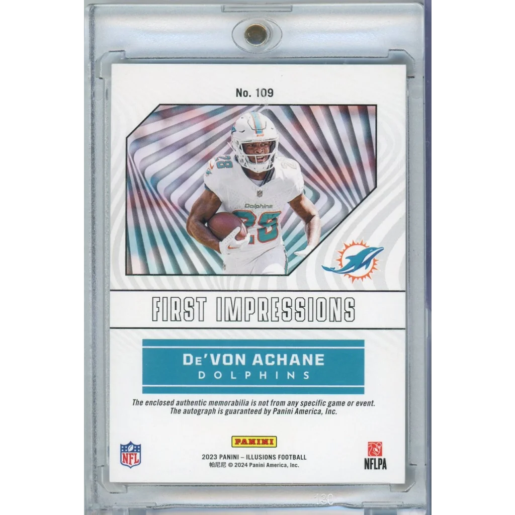 PSA graded 2023 Panini Illusions DeVon Achane rookie auto jersey patch card