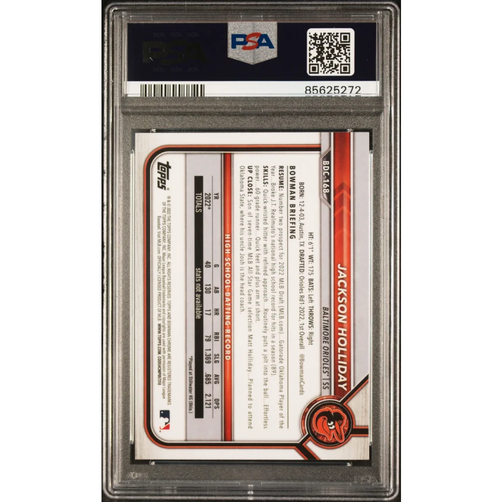 PSA graded Jackson Holliday baseball card ready to ship, perfect for collectors