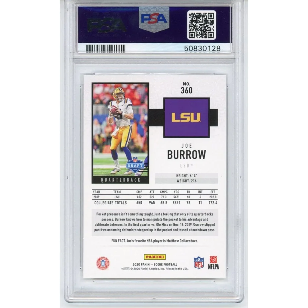 2021 Panini Donruss Joe Burrow LSU Rookie Football Card PSA Graded