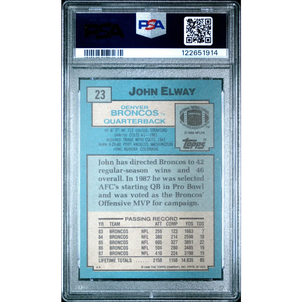 PSA graded 1986 Topps John Elway football card 23