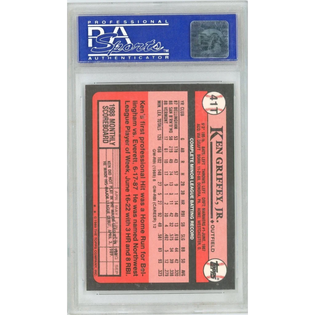 PSA graded 1986 Topps Ken Griffey Jr rookie card