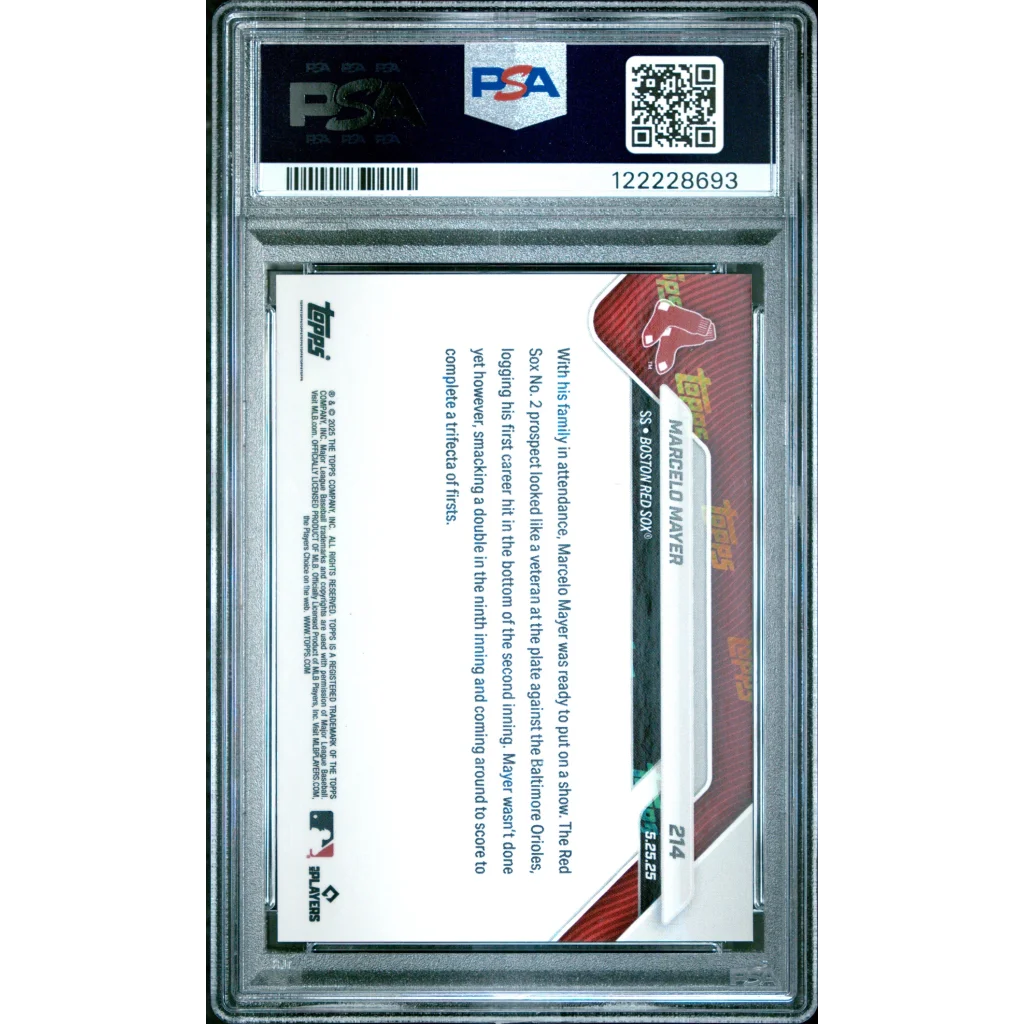 PSA graded 8.5 Marcelo Mayer red foil Topps Now baseball card