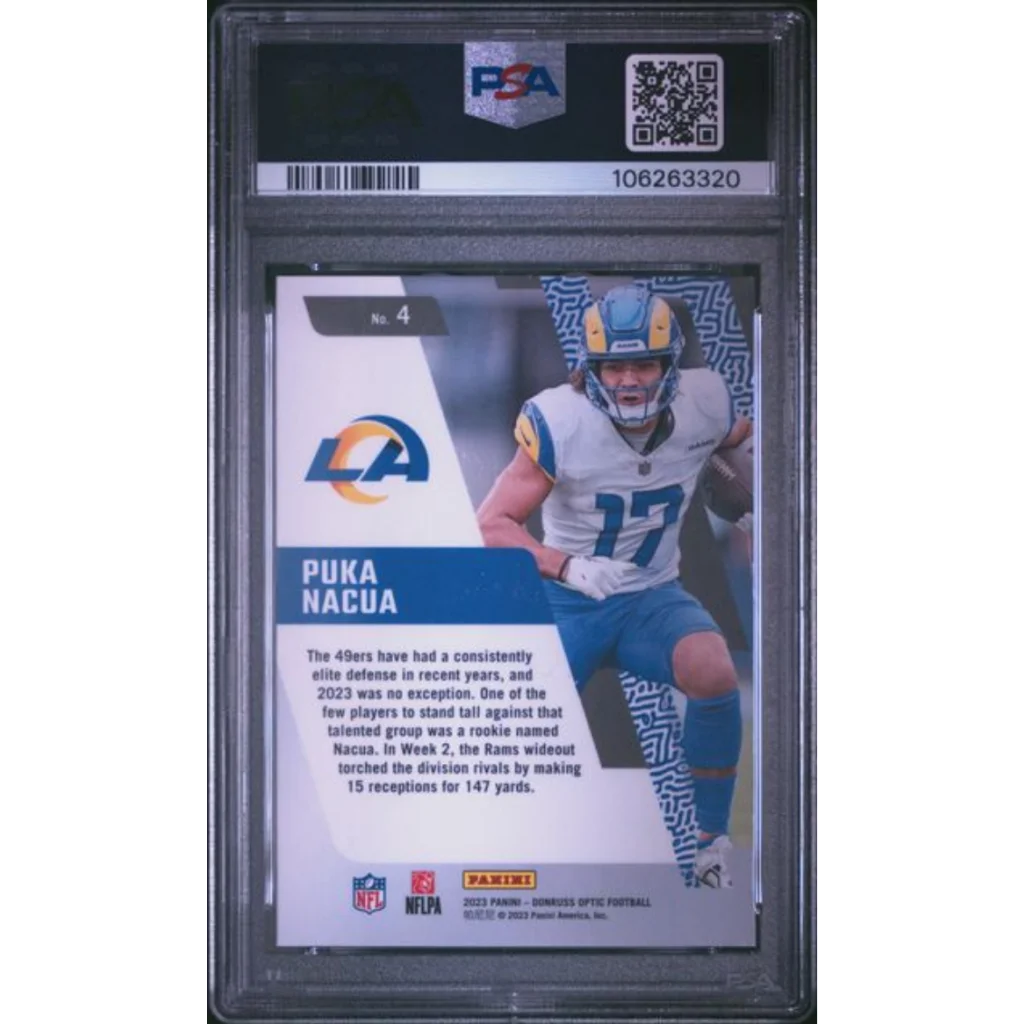 PSA Graded Puka Nacua 2023 Donruss Optic Rookie Card #17 Blue White