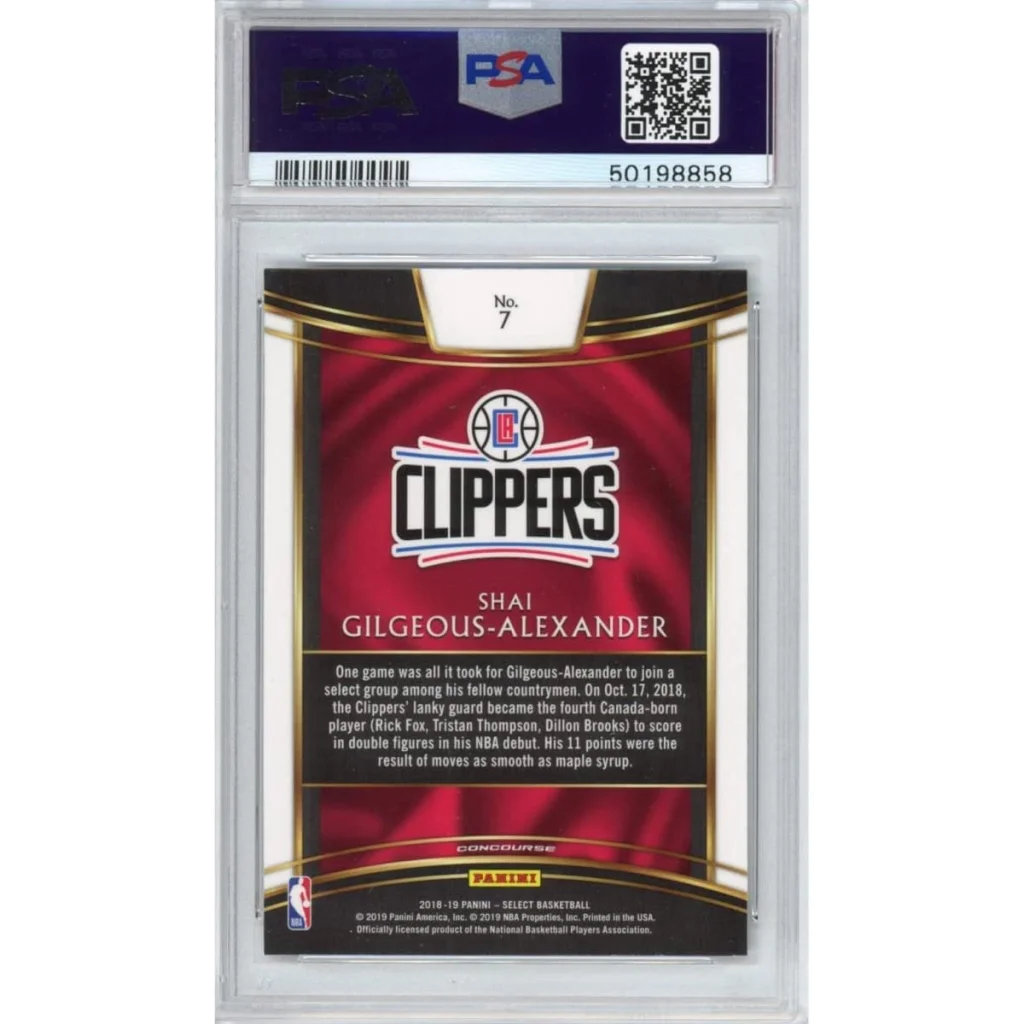 PSA graded Shai Gilgeous-Alexander Clippers rookie card 2019-20 Panini NBA #7