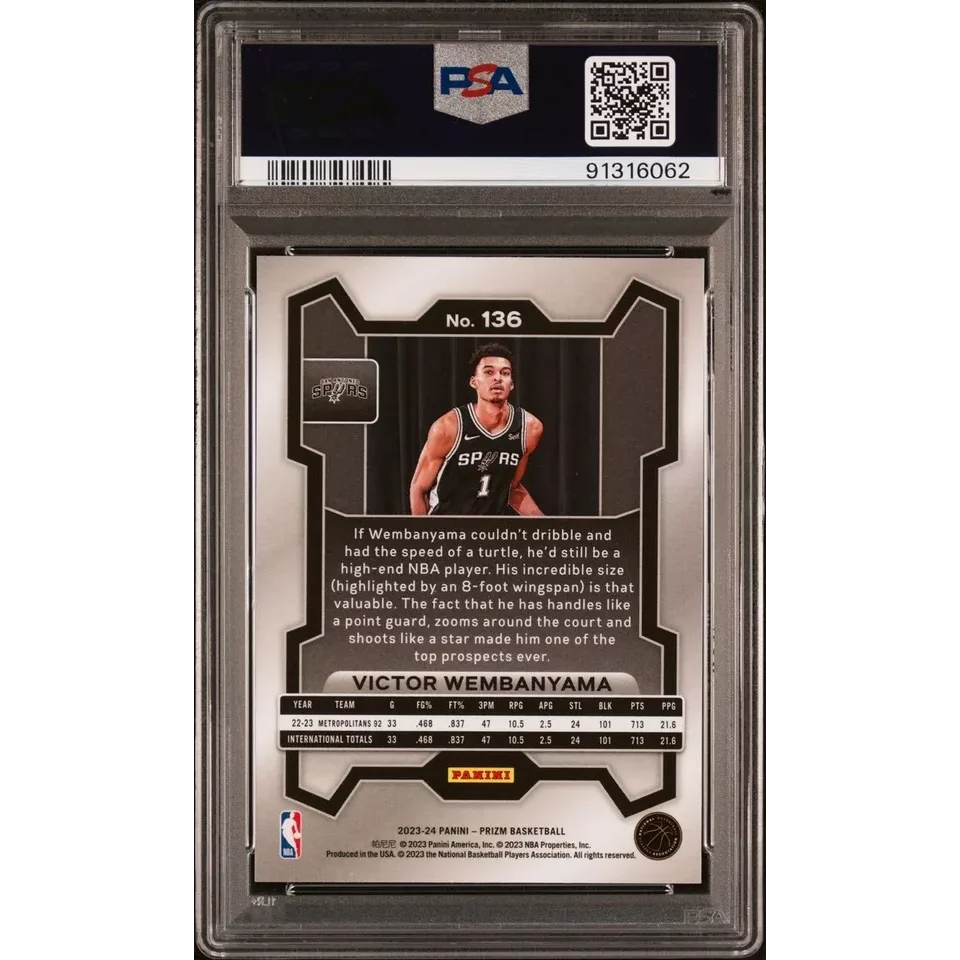 PSA Graded Victor Wembanyama 2023 Prizm Rookie Card #136