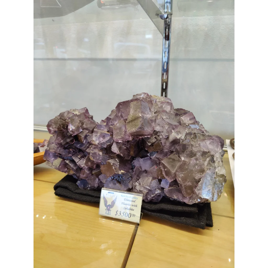 Purple Elmwood cubic fluorite cluster geode, 20.4kg, crystalline metallic sheen