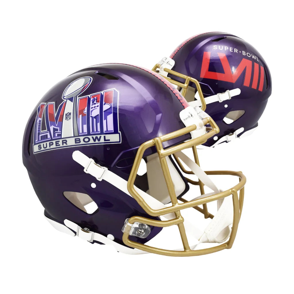 Purple Gold NFL Super Bowl LVIII Helmet Set Collectible | Creative Sports | vintageantiquesgifts.com