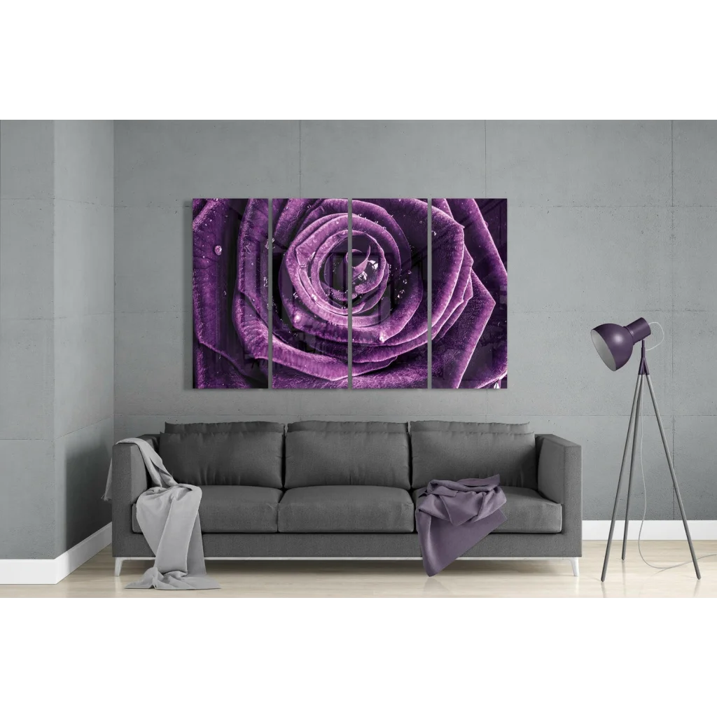 Stunning purple rose glass wall art multi panel canvas print