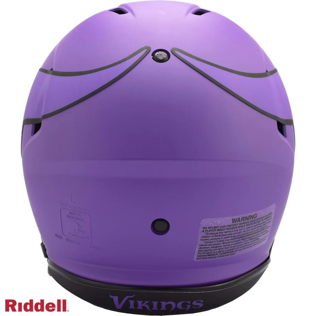Purple Vikings authentic football helmet with matte finish and eye black