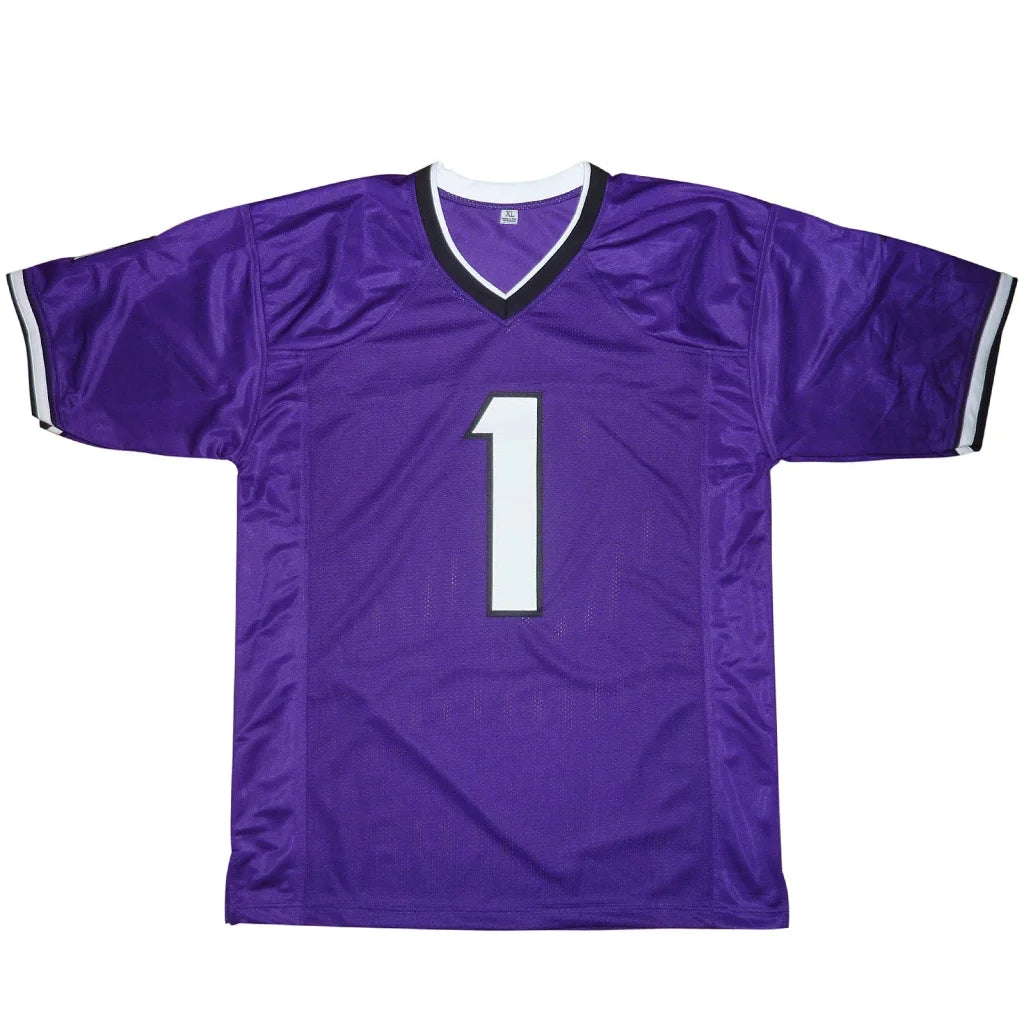 Quentin Johnston autographed TCU Horned Frogs purple custom jersey #1