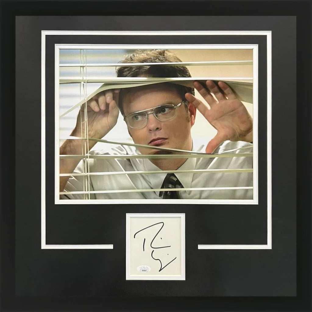 Rainn Wilson autographed deluxe framed piece with black-framed photo